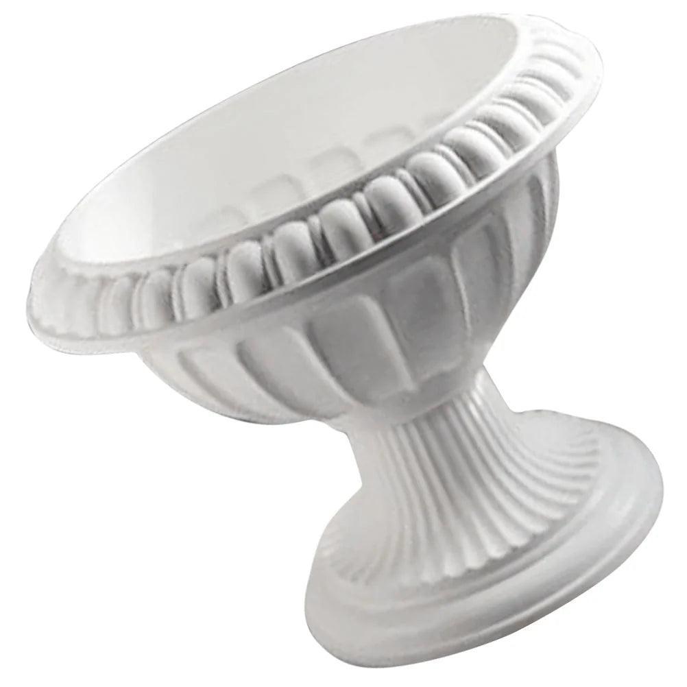 Classic White Plastic Urn Planter - Vintage Garden Decor - ClubOn