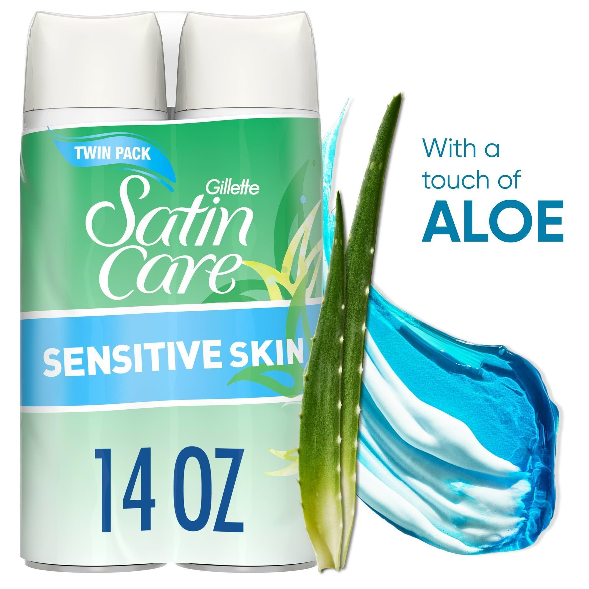 Gillette Satin Care Sensitive Women's Shaving Gel Twin Pack, Light Fragrance, 14 oz - ClubOn