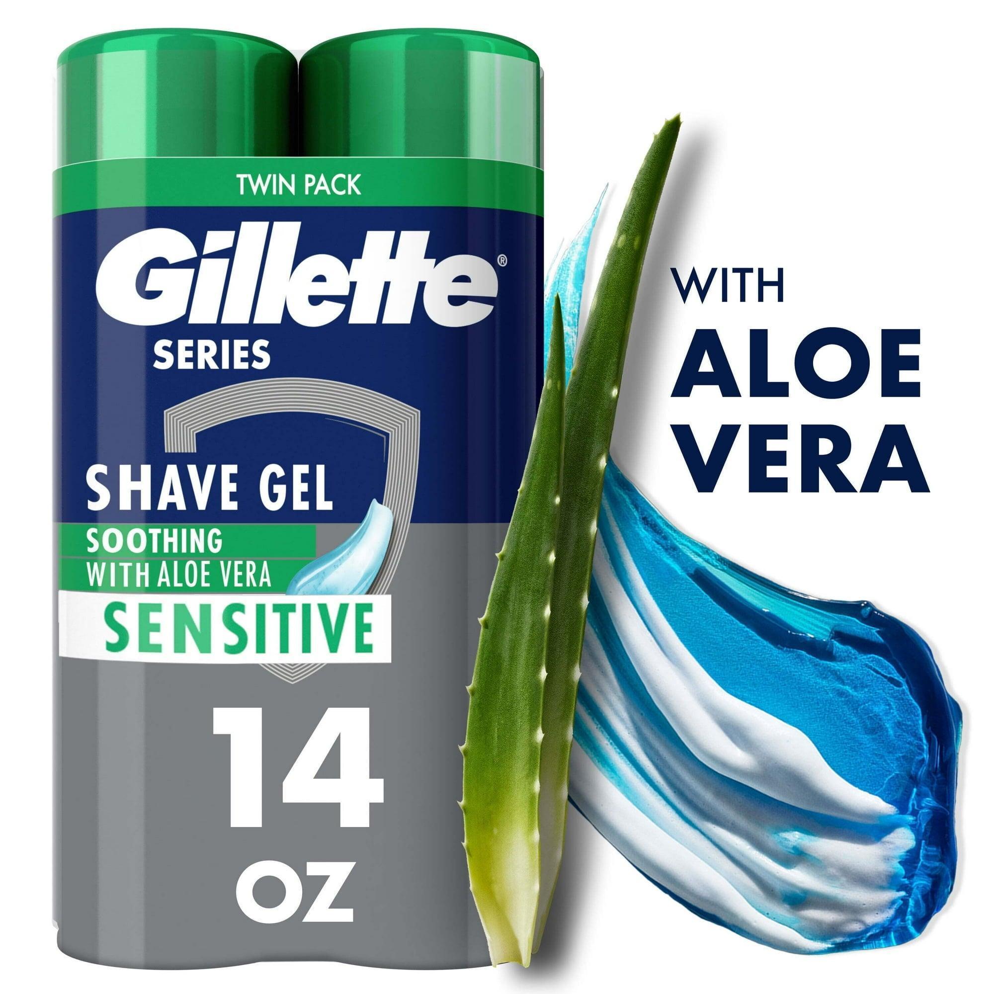 Gillette Series Soothing Shave Gel for Men with Aloe Vera, Twin Pack, 14 oz - ClubOn