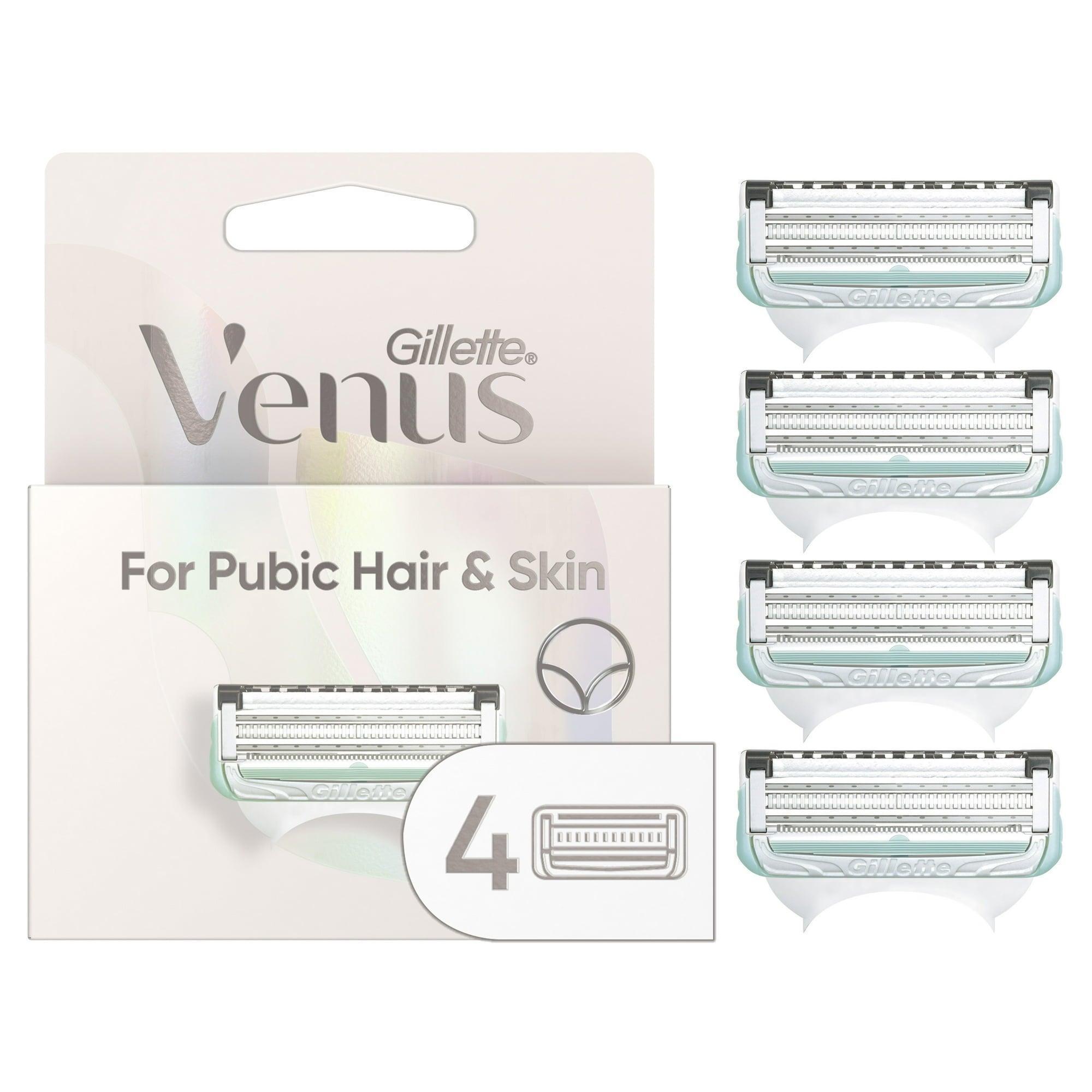 Gillette Venus for Pubic Hair and Skin, Women's Razor Blades, 4 Refills, White - ClubOn