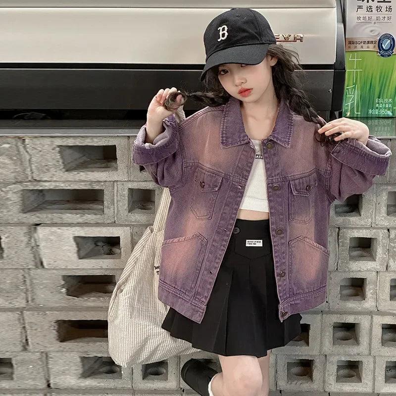 Vintage Denim Jacket for Kids - Trendy Autumn/Winter Coat - ClubOn
