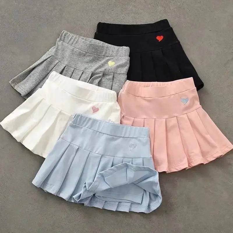 Girls' Pleated Culottes with Inner Safety Pants | Summer Skirt - ClubOn