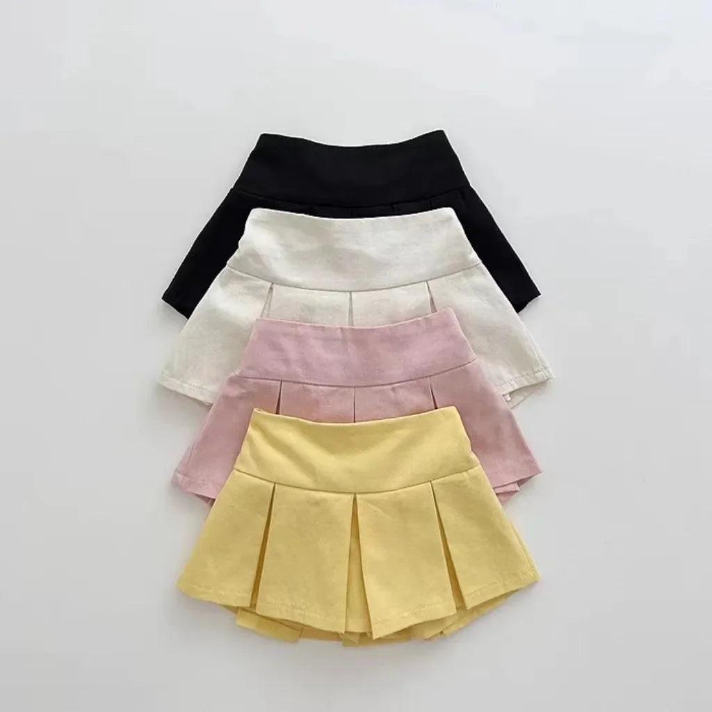 Girls' Solid Color Pleated Mini Skirt - ClubOn