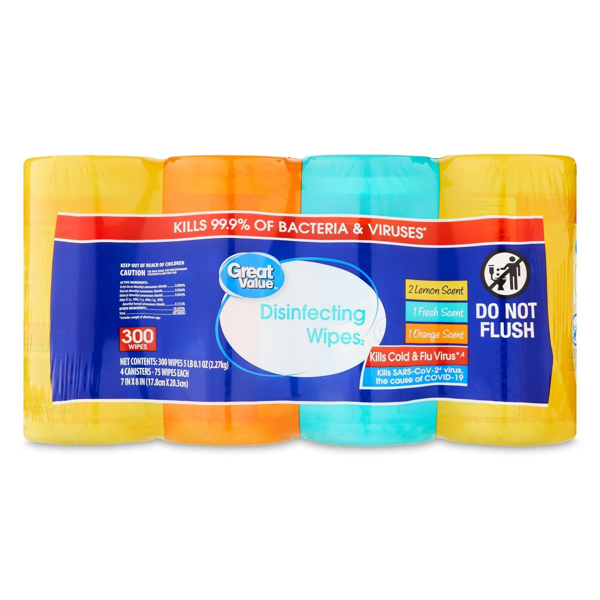 Great Value Disinfecting Wipes, 300 Count, 4 Pack – Multi-Surface Cleaner - ClubOn