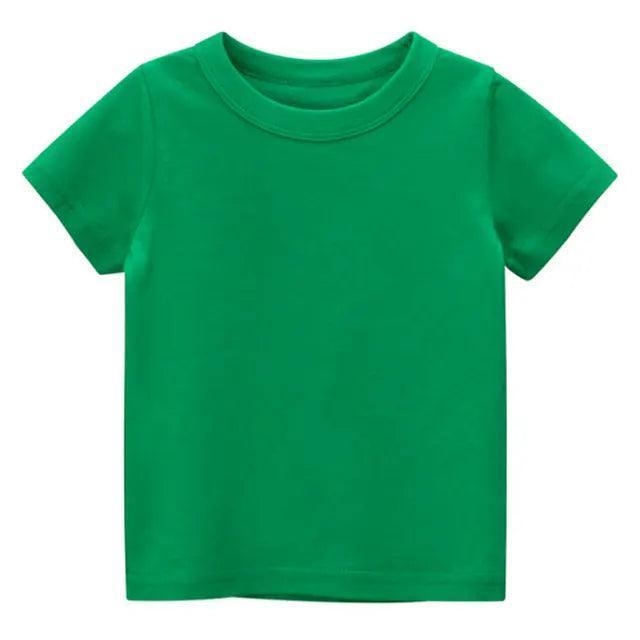 Kids Solid Cotton T-Shirt Tops - Summer Tees for Boys & Girls - ClubOn