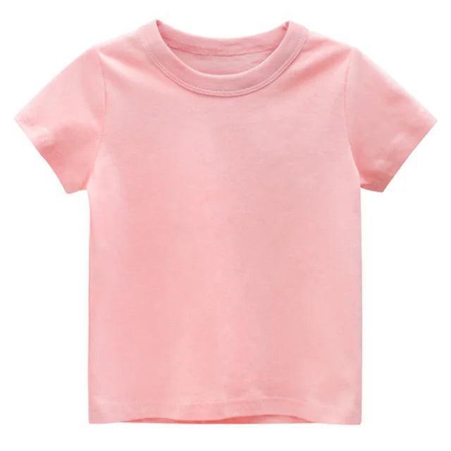 Kids Solid Cotton T-Shirt - Short Sleeve Summer Tees - ClubOn