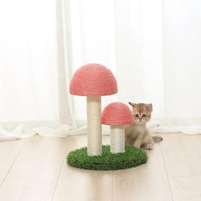Cute Mushrooms Cat Scratcher Board - Sisal Mat & Toy - ClubOn