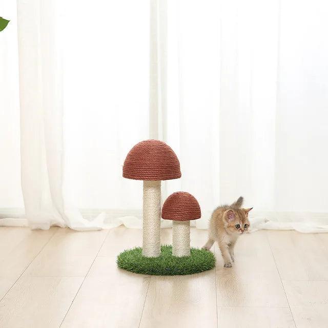 Cute Mushrooms Cat Scratcher Board - Sisal Mat & Toy - ClubOn
