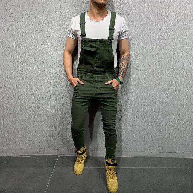 Men’s Denim Dungaree Bib Overalls - Casual Jumpsuit - ClubOn