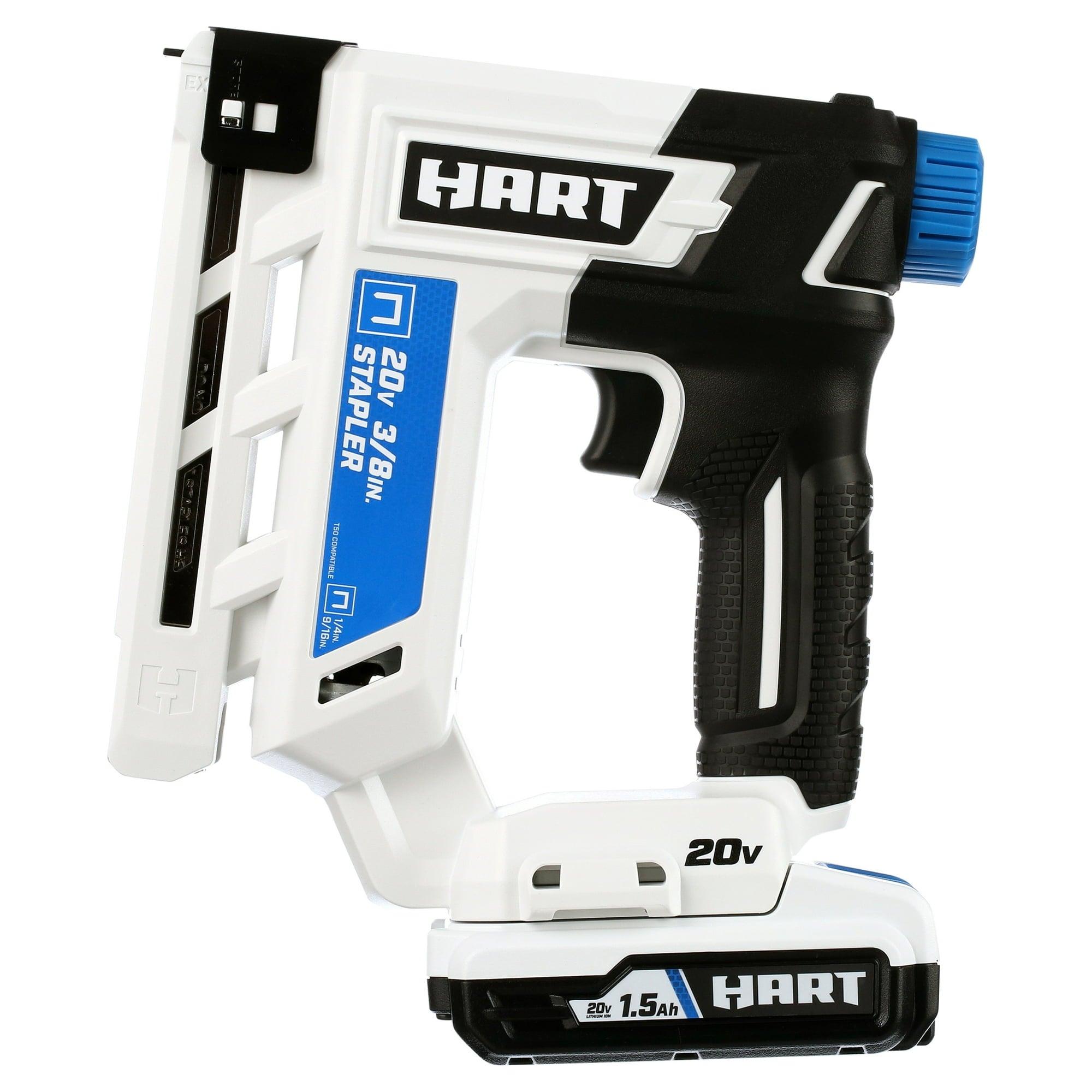 HART 20-Volt 3/8 Inch Crown Staple Gun Kit, Includes 20-Volt 1.5Ah Battery - ClubOn