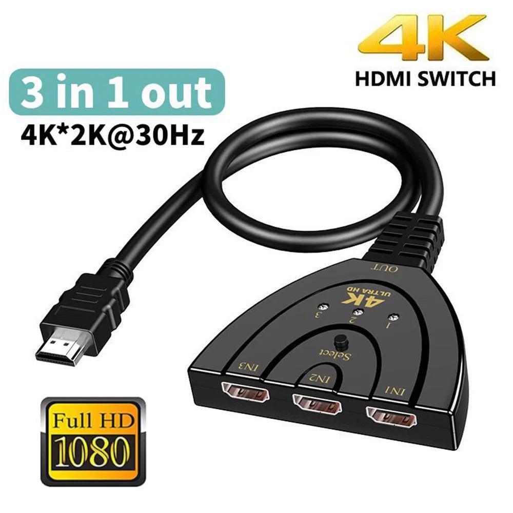 HDMI 3-in-1 Splitter Switcher Adapter - 4K Video Hub - ClubOn