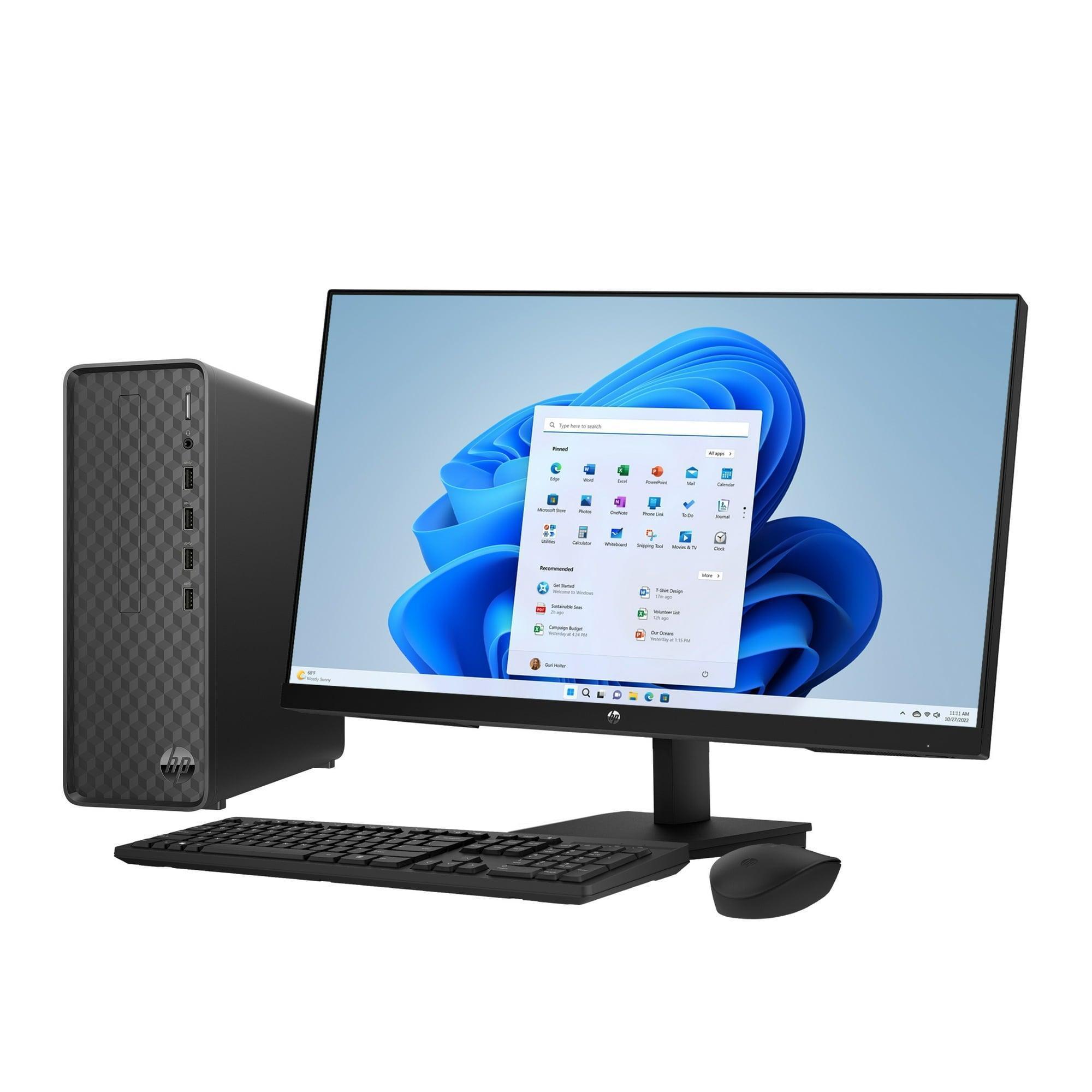 HP 27-inch Monitor & Slim Windows Desktop Bundle, Intel Core i3-12100, 8GB RAM, 512GB SSD, Black - ClubOn
