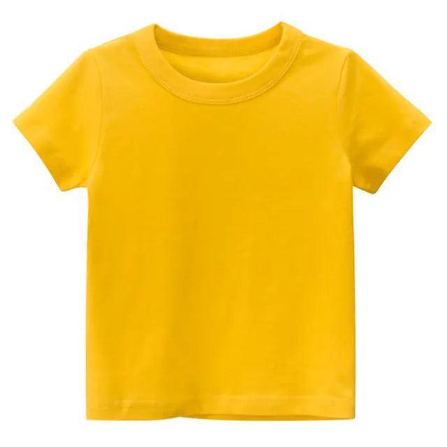 Kids Solid Cotton T-Shirt - Short Sleeve Summer Tees - ClubOn
