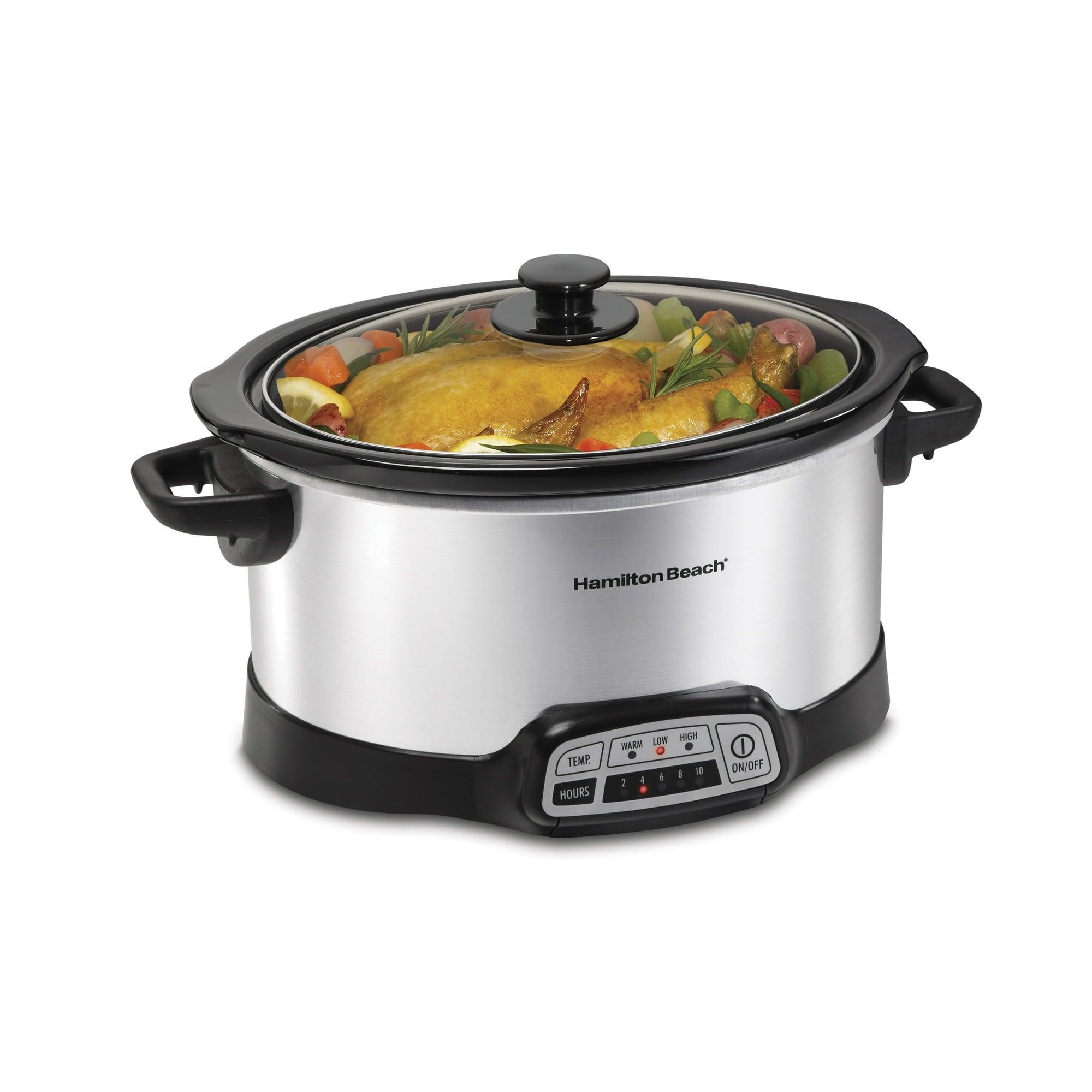 Hamilton Beach 6 Quart Programmable Slow Cooker – Removable Crock, Silver - ClubOn