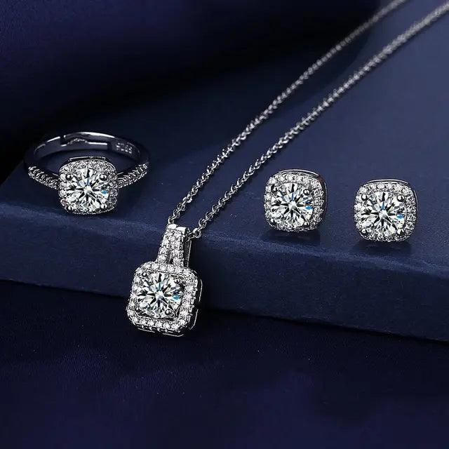 Solitaire Lab Diamond Jewelry Set in 925 Sterling Silver - ClubOn