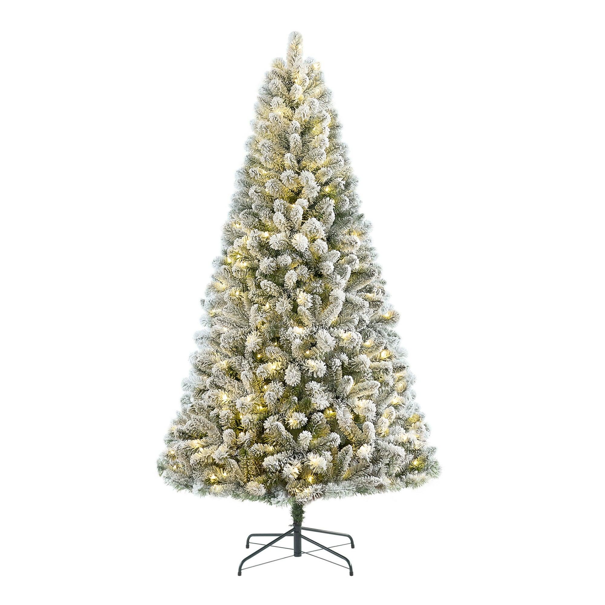 6.5 ft Pre-Lit Flocked Frisco Pine Artificial Christmas Tree with 250 Color-Changing LED Lights and Stand, by Holiday Time - ClubOn