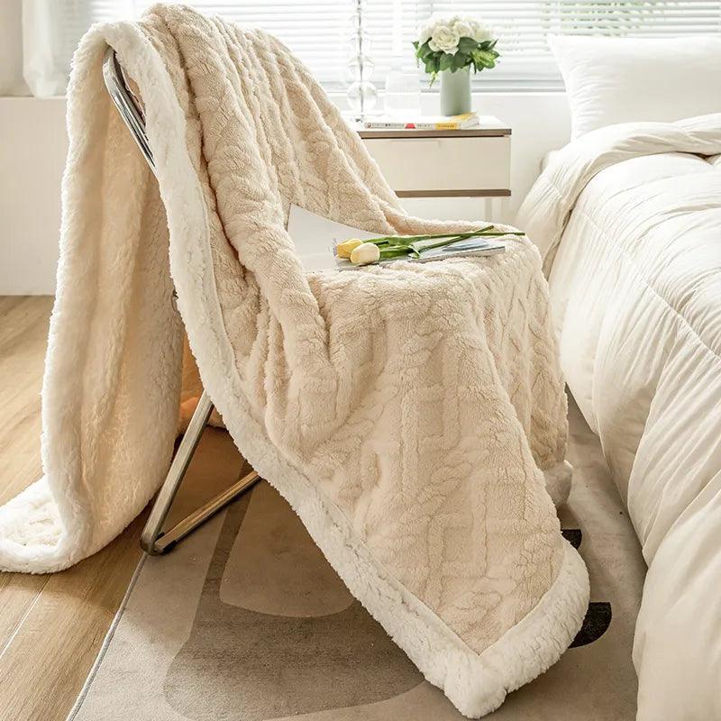 Plush Coral Velvet Blanket – Soft Sofa Throw & Duvet Cover - ClubOn