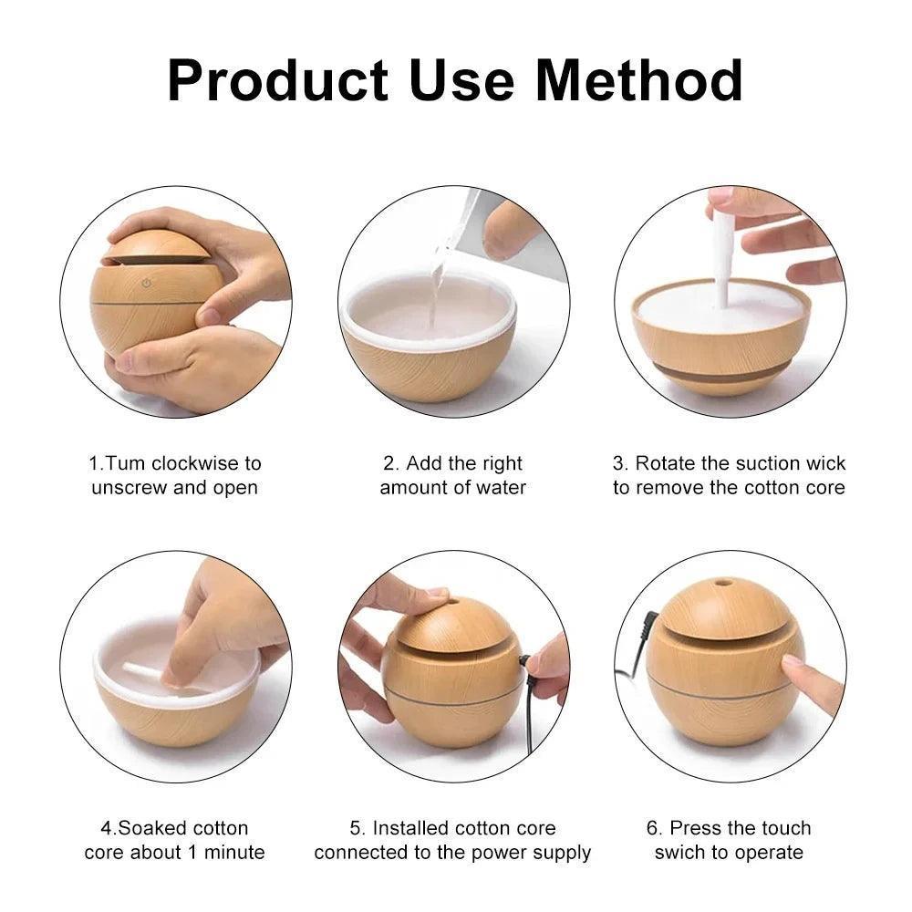 Wood Grain Air Humidifier & Aroma Diffuser – USB Ultrasonic Essential Oil Cool Mist Sprayer - ClubOn