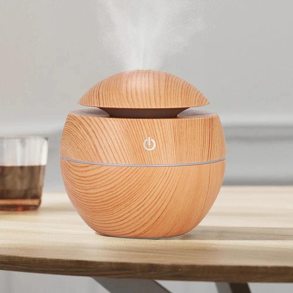 Wood Grain Air Humidifier & Aroma Diffuser – USB Ultrasonic Essential Oil Cool Mist Sprayer - ClubOn