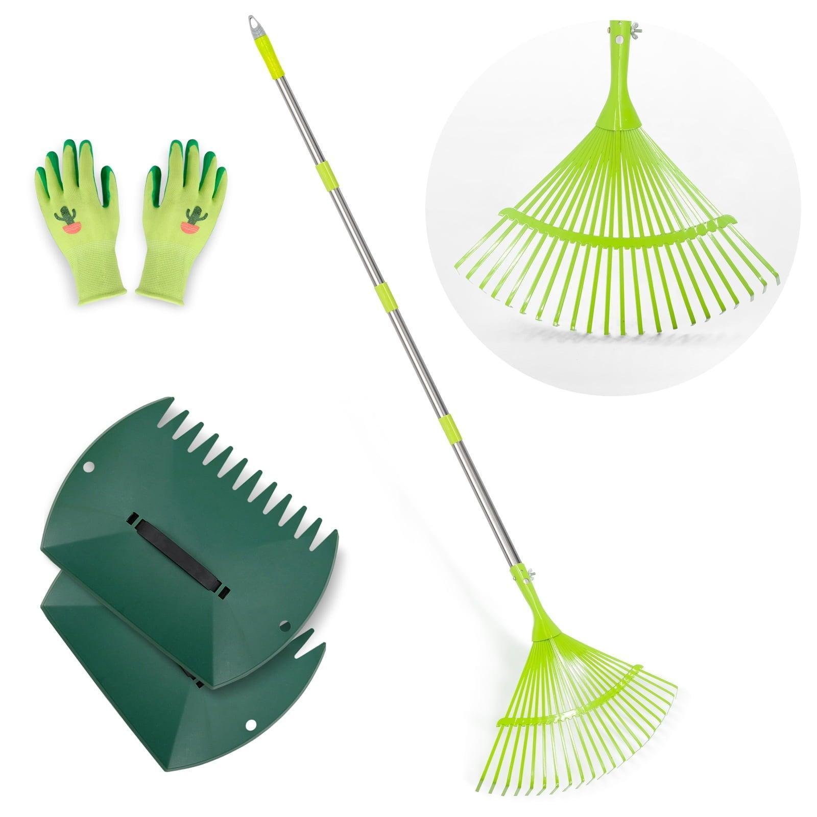 Hortem Leaf Rakes Set, Adjustable Steel Garden Rake for Leaves & Yard Leaf Scoops - ClubOn
