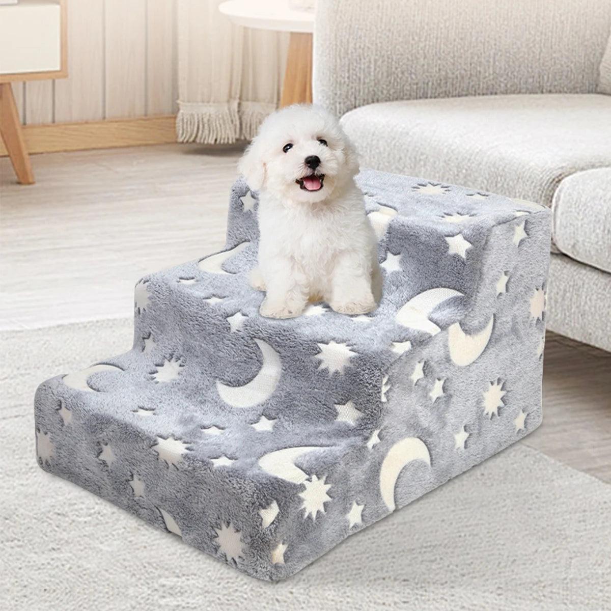 Removable Washable Dog Steps | Non-Slip Pet Stairs for Beds & Couch - ClubOn