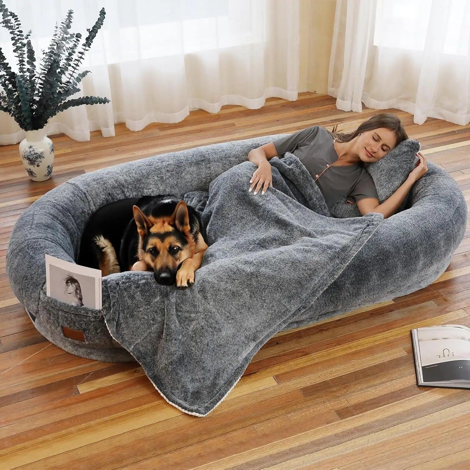 Giant Human Dog Bed | Washable Bed with Blanket & Pillow - ClubOn