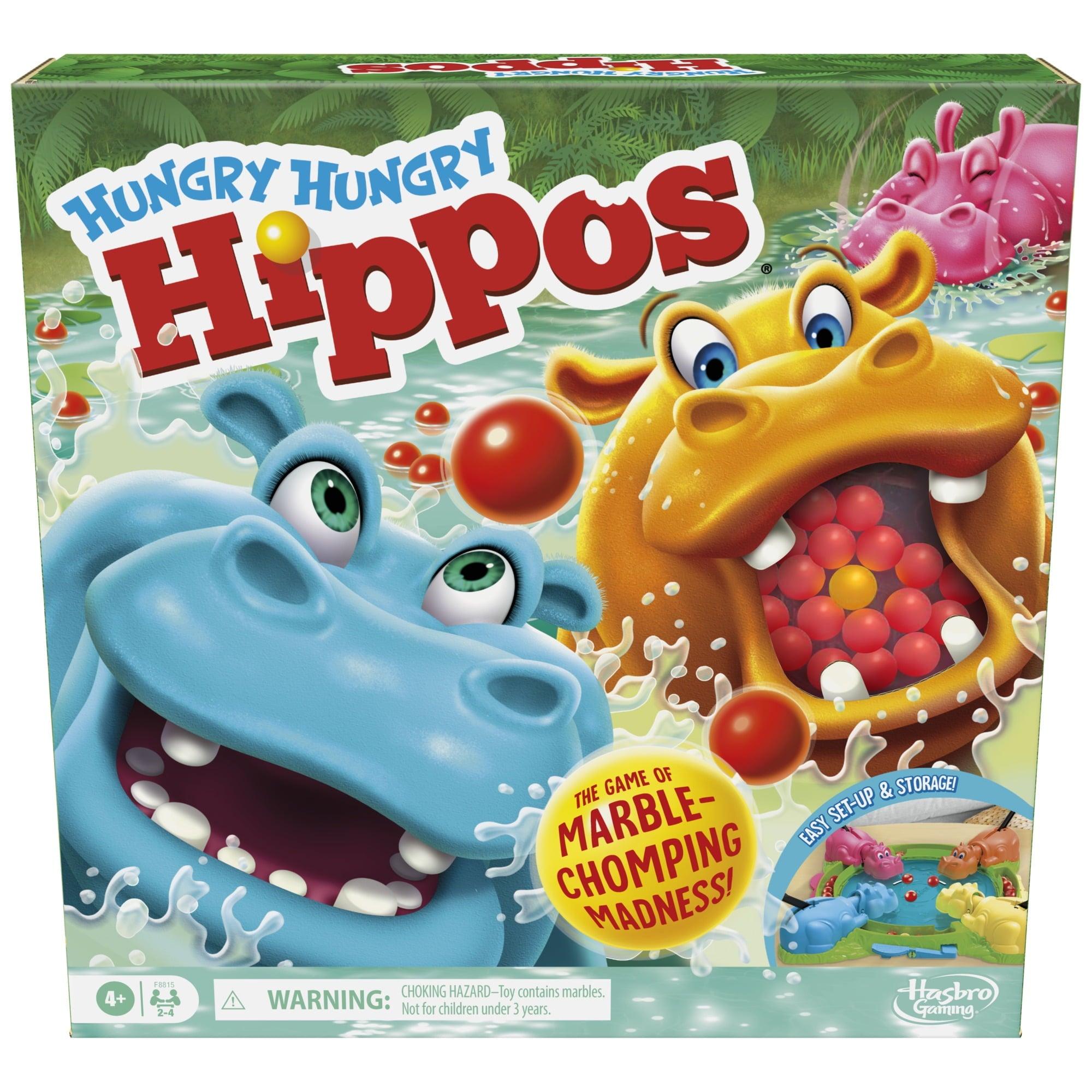 Hungry Hungry Hippos Board Game for Preschoolers, 2-4 Players, Ages 4+ - ClubOn