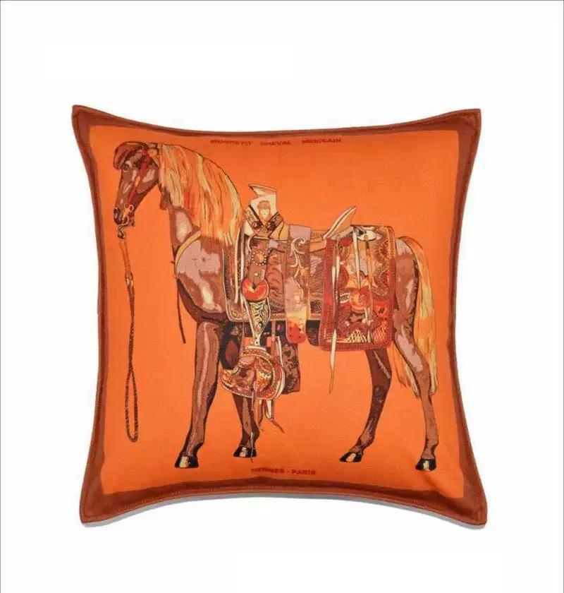 Nordic American Style Horse Pillowcase – Orange Luxury Sofa Cushion Cover - ClubOn