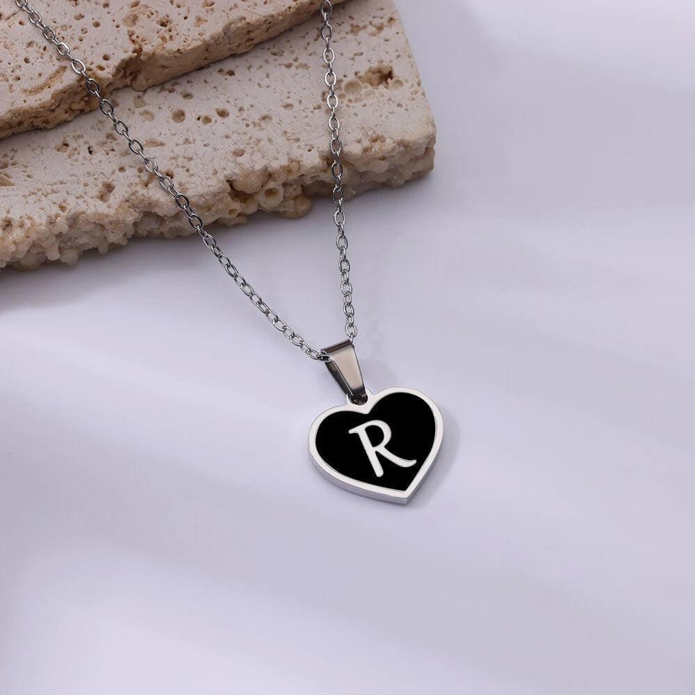Initial Letter Necklaces for Women - Heart Pendant Clavicle Chain - ClubOn