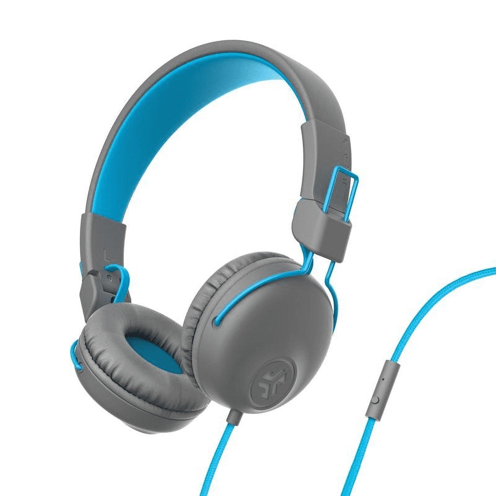 JLab Studio On-Ear Headphones – Wired, Gray/Blue, Tangle-Free Cord, Cloud Foam Cushions, 40mm Drivers, C3 Sound - ClubOn