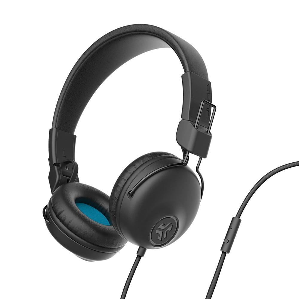 JLab Studio On-Ear Headphones – Wired, Gray/Blue, Tangle-Free Cord, Cloud Foam Cushions, 40mm Drivers, C3 Sound - ClubOn
