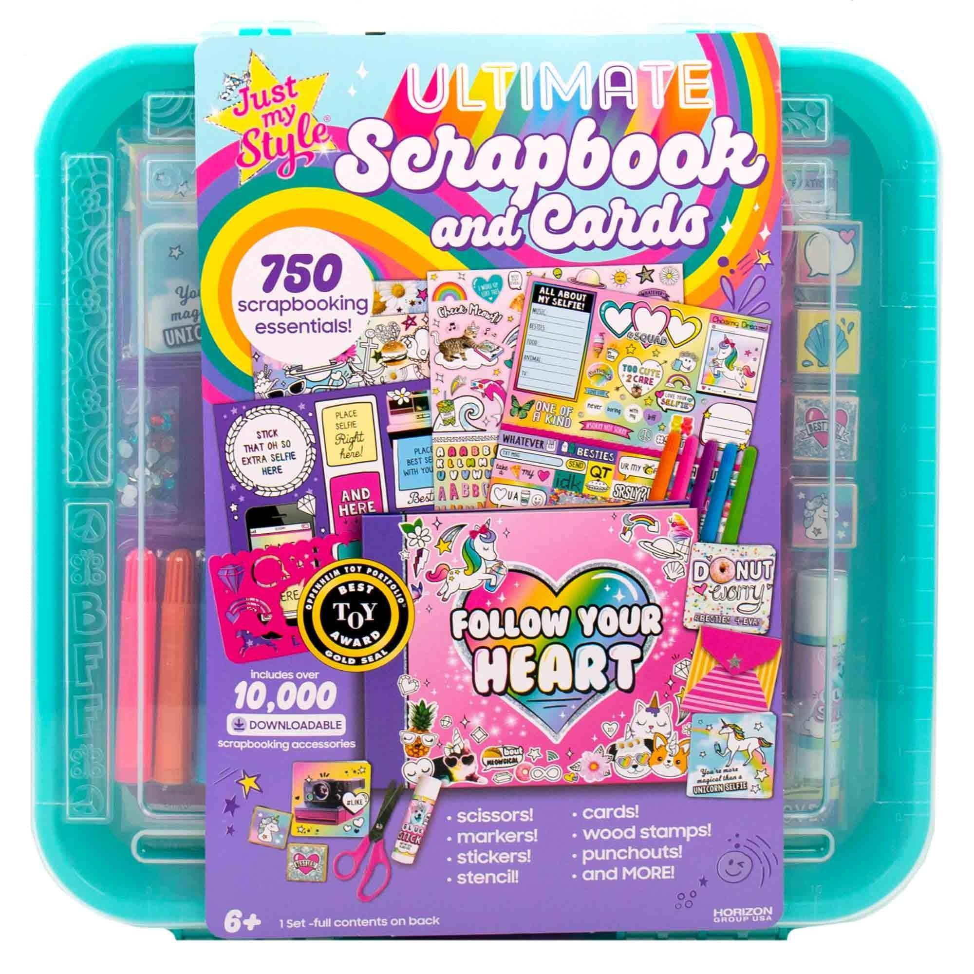 Just My Style Multicolor Scrapbook & Cards Stationery Set, Paper Crafting Kit for Kids, Ages 6+ - ClubOn