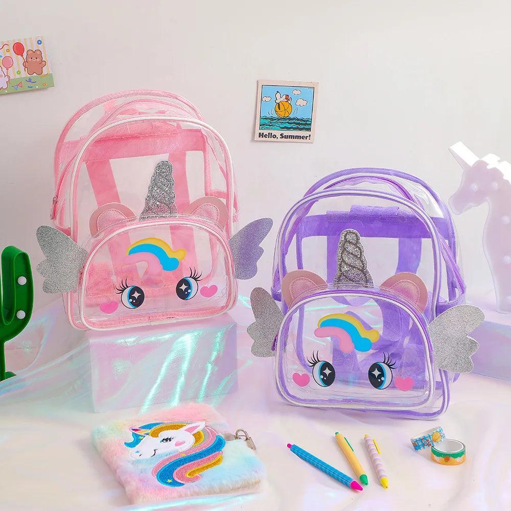 Cartoon Unicorn Backpack with Transparent Wings - ClubOn