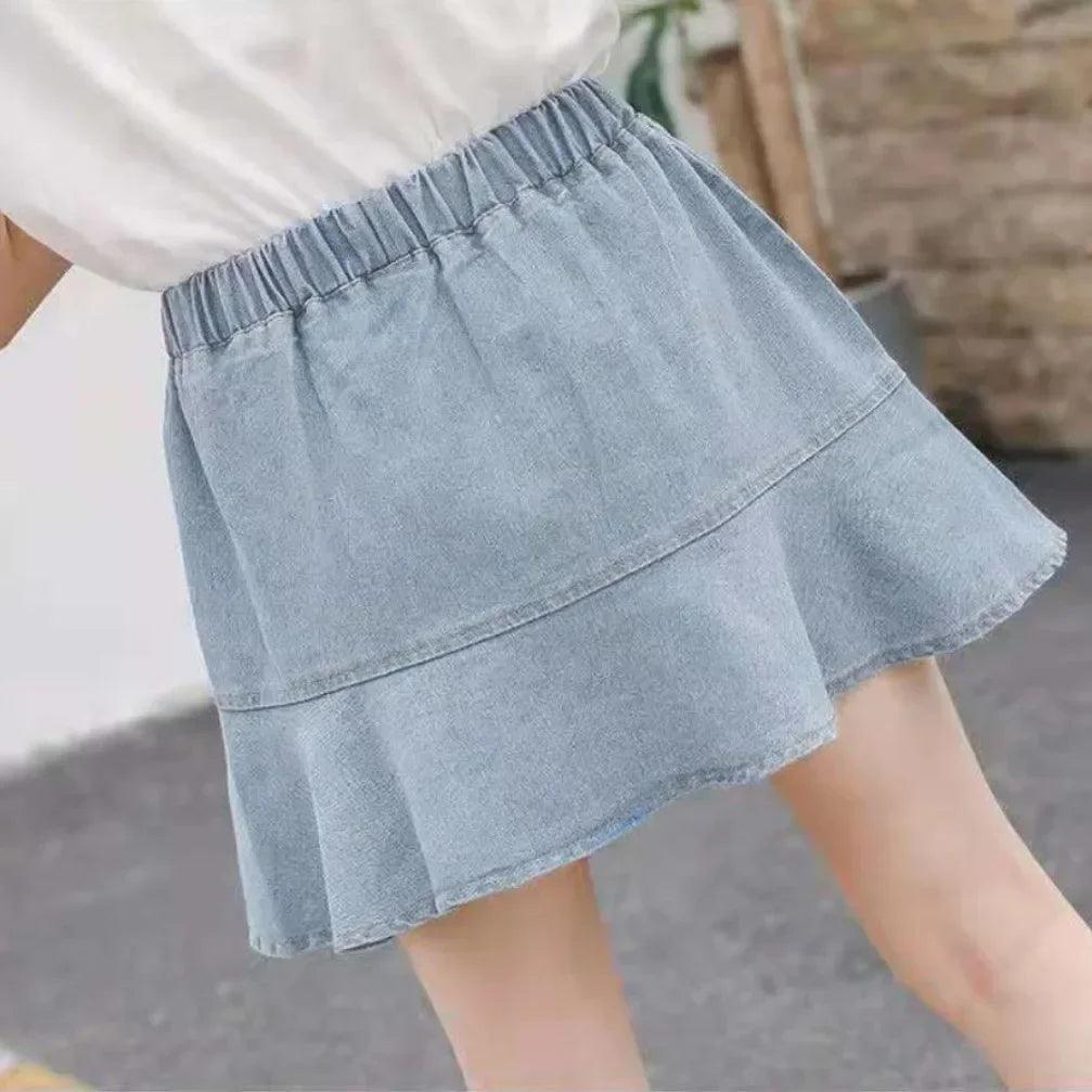 Summer Girls' Denim Skirt – Cute Bow Princess Jean Skirt (3-7 Years) - ClubOn