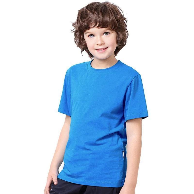 Kids Solid Cotton T-Shirt - Short Sleeve Summer Tees - ClubOn