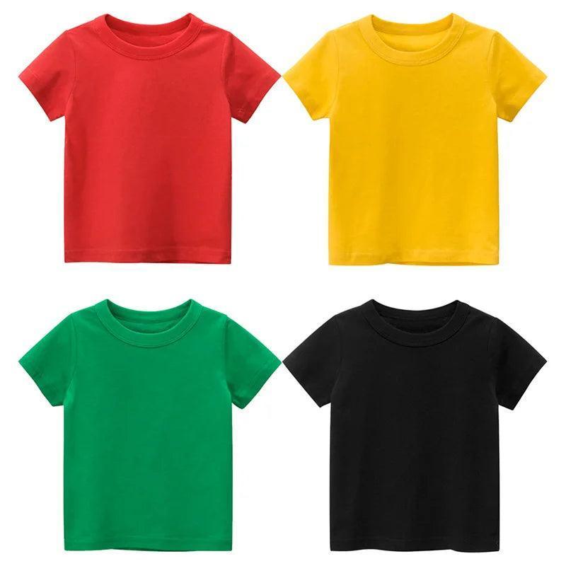 Kids Solid Cotton T-Shirt Tops - Summer Tees for Boys & Girls - ClubOn