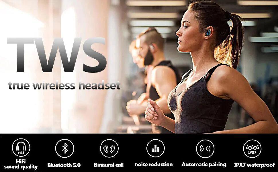 Bluetooth 5.1 Headset TWS Wireless Earphones Mini Earbuds Stereo Headphones IPX7 - ClubOn