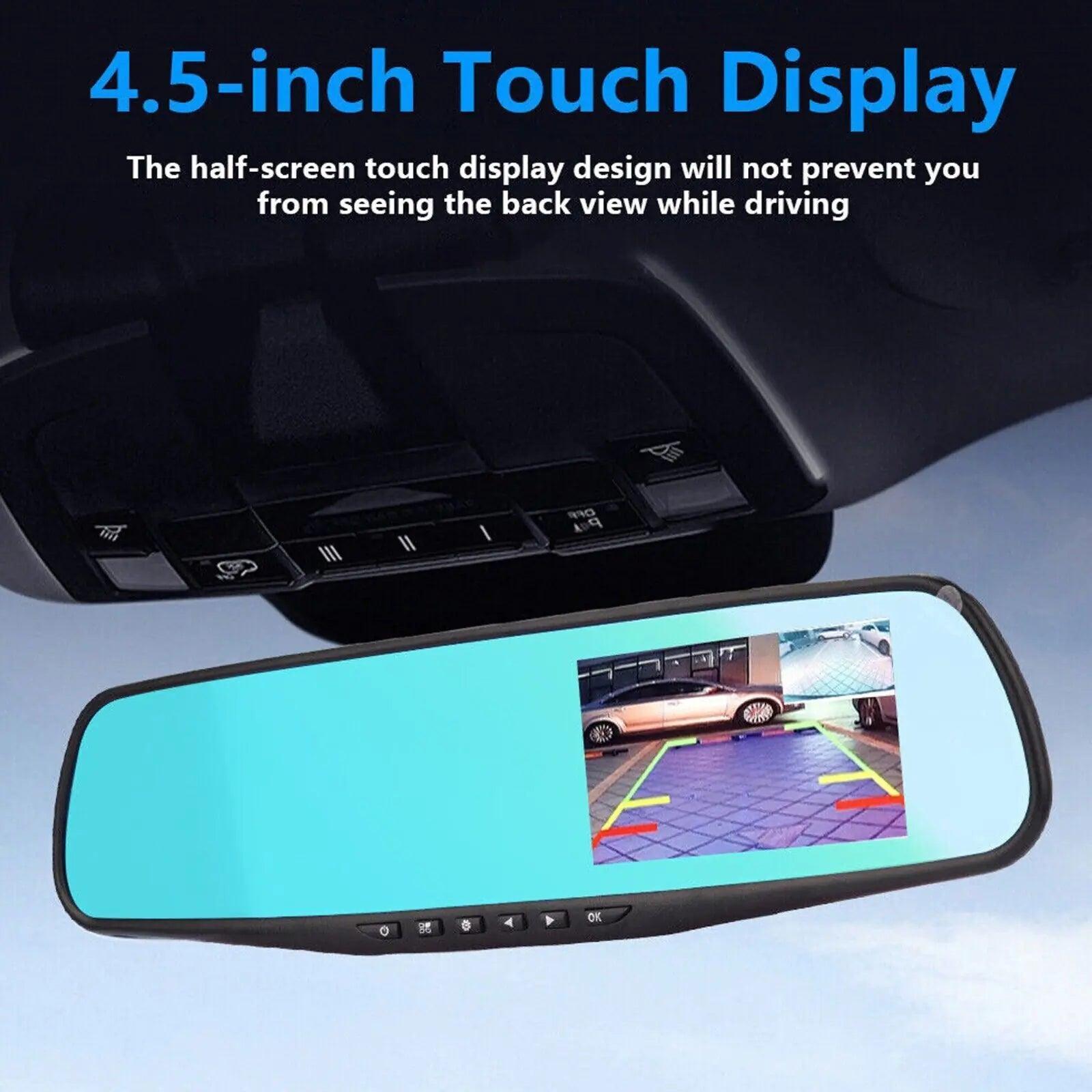 1080P HD Rearview Mirror Car DVR Dual Dash Cam Camera Front Rear Video Recorder - ClubOn