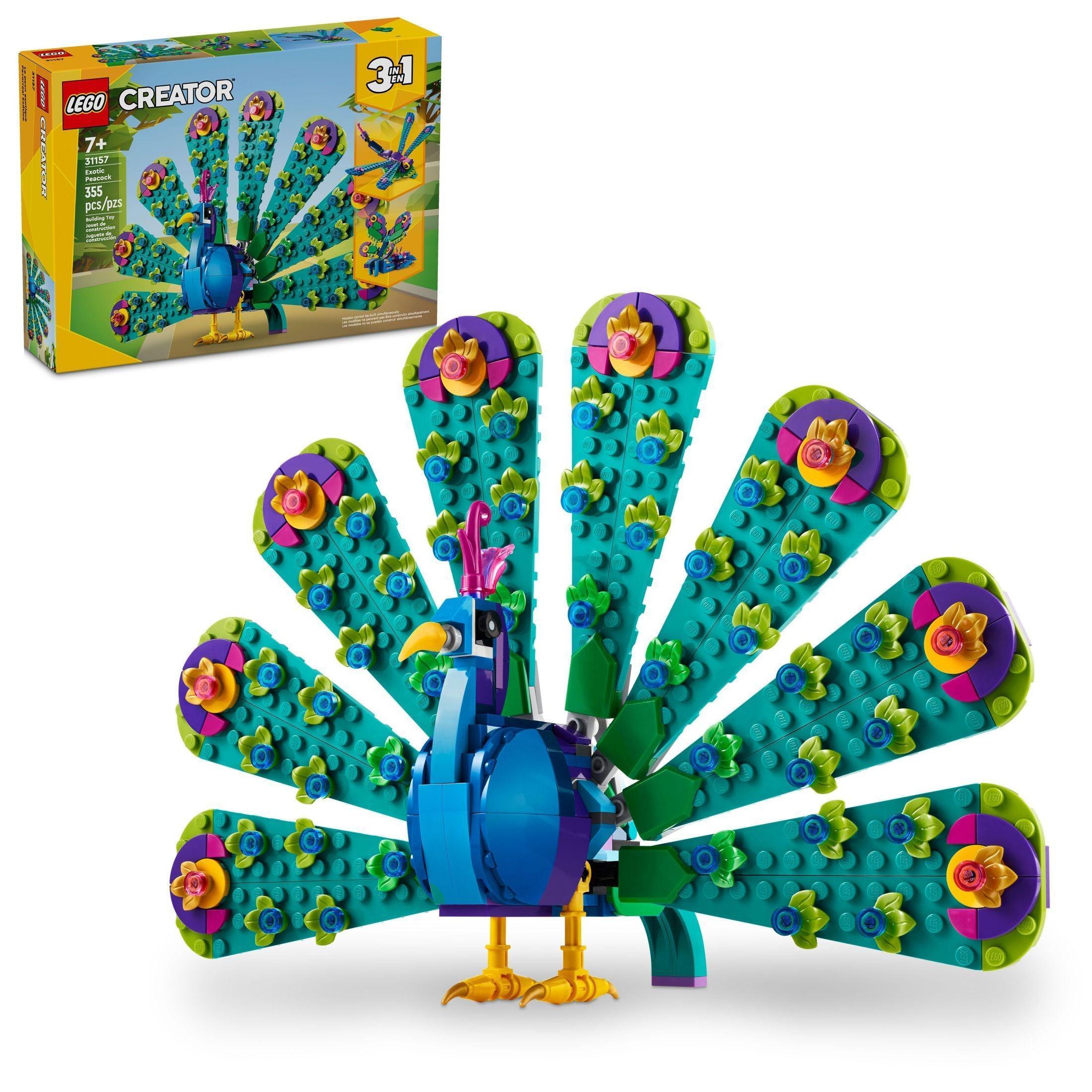 LEGO Creator 3-in-1 Exotic Peacock Bird Toy, Ages 7+, 31157 - ClubOn