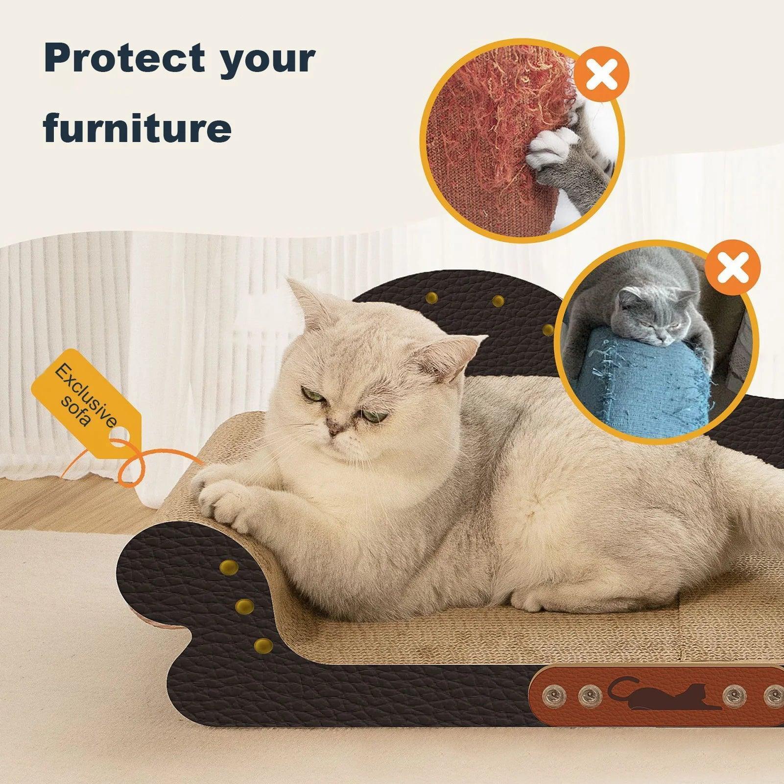 Oversized Cat Scratcher Bed | Lounge Scratch Board & Protector - ClubOn