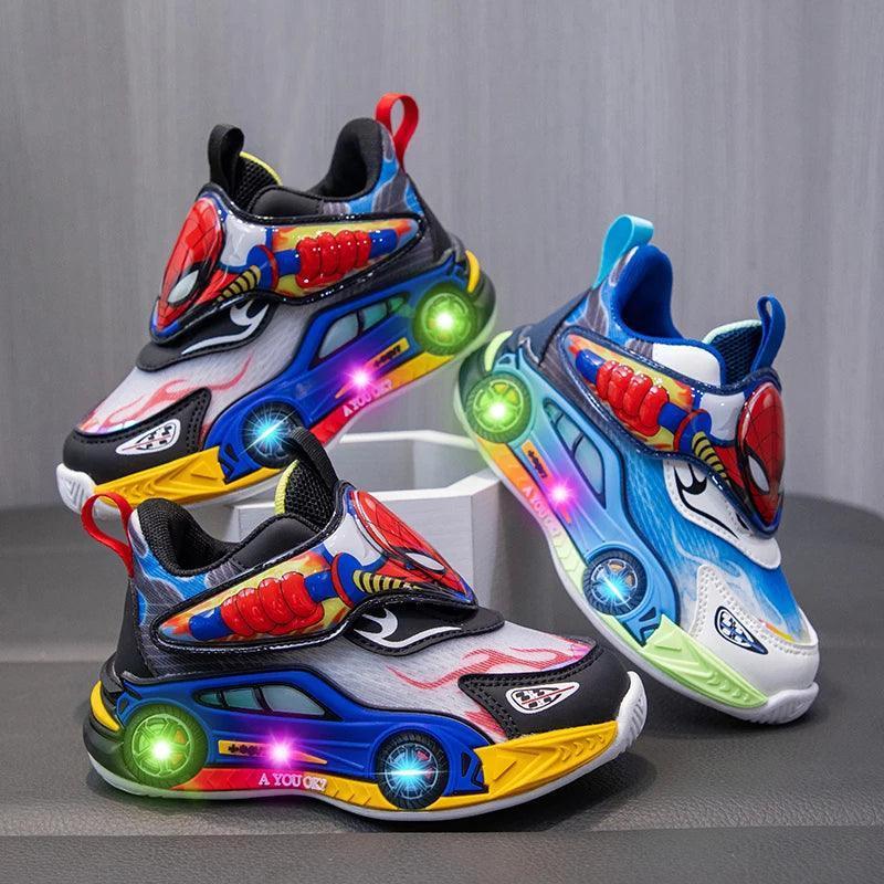 LED Spiderman Sneakers for Boys - Lighted Outdoor Sport Shoes - ClubOn
