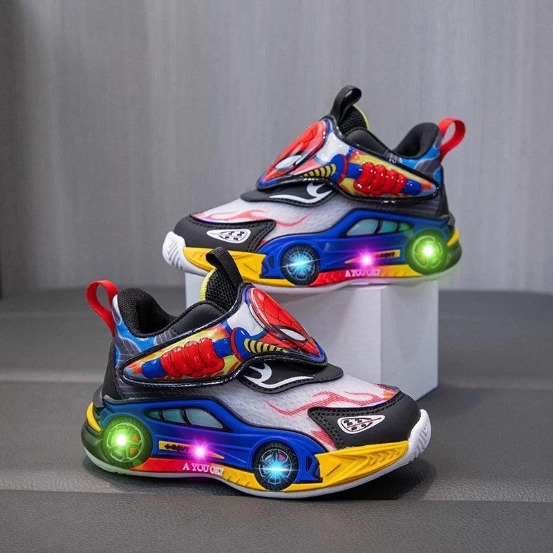 LED Spiderman Sneakers for Boys - Lighted Outdoor Sport Shoes - ClubOn