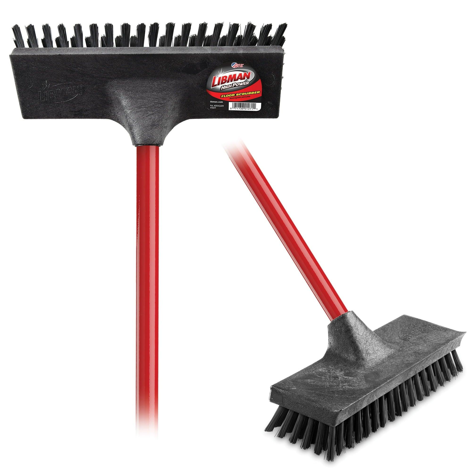 Libman Floor Scrub Brush with Red Steel Handle – 10.5" Polypropylene Block - ClubOn
