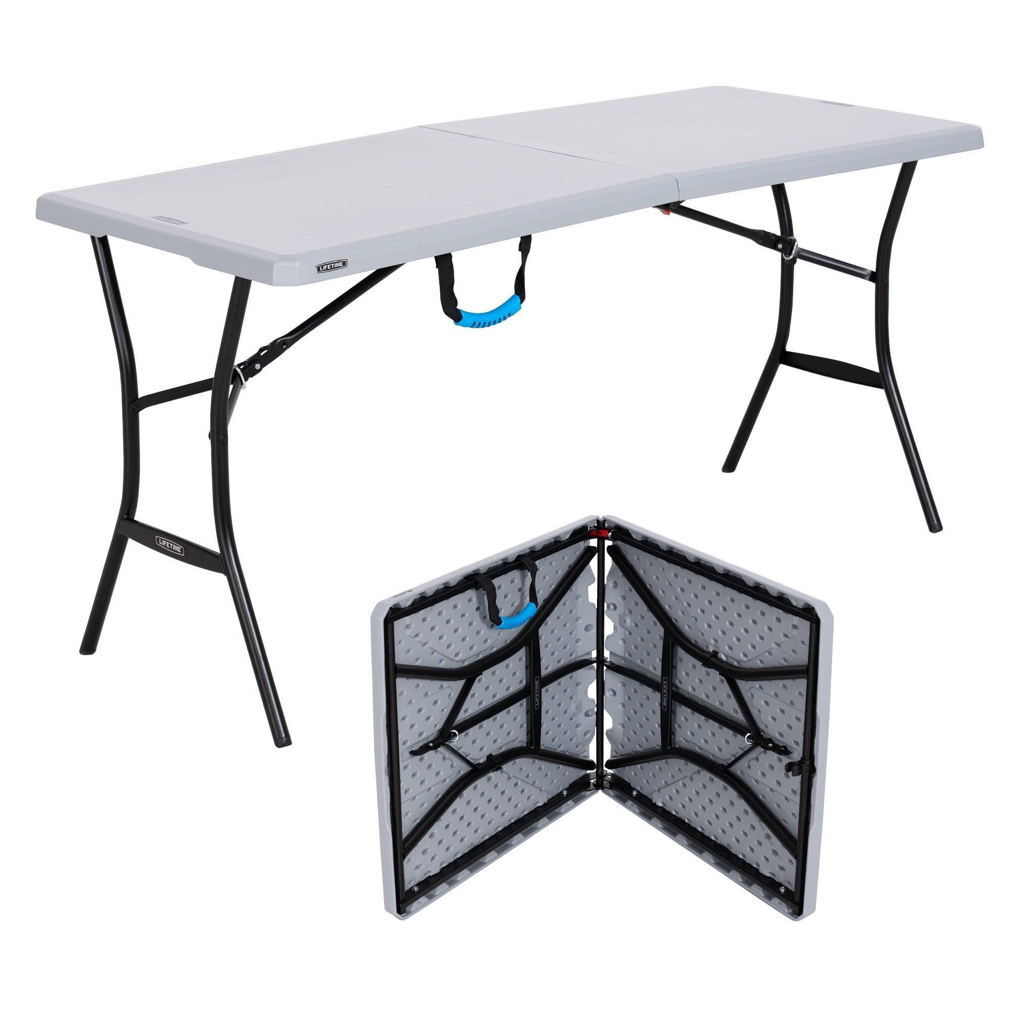 Lifetime 5-Foot Rectangle Fold-in-Half Table, Indoor/Outdoor, Gray (60.3" x 25.5") - ClubOn