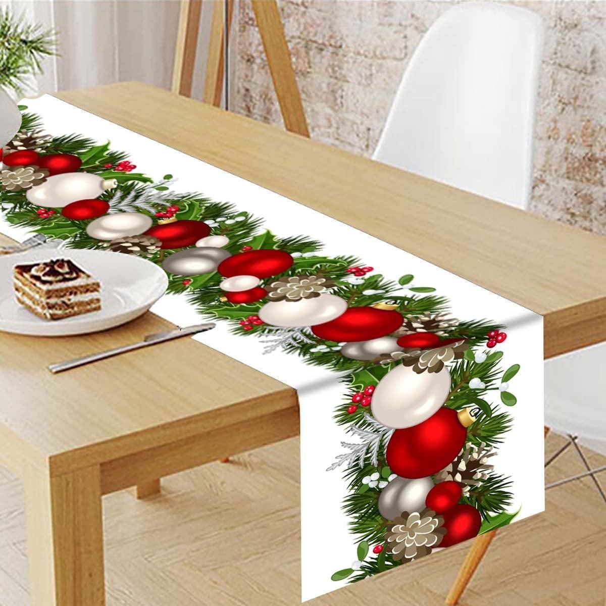 Linen Christmas Table Runner, Winter Holiday Table Runner for Xmas, Farmhouse Style Seasonal Table Decor - ClubOn