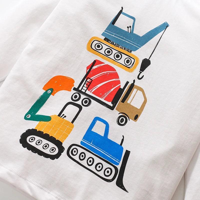 Little Maven Cartoon Excavator Long Sleeve Tee for Boys - ClubOn