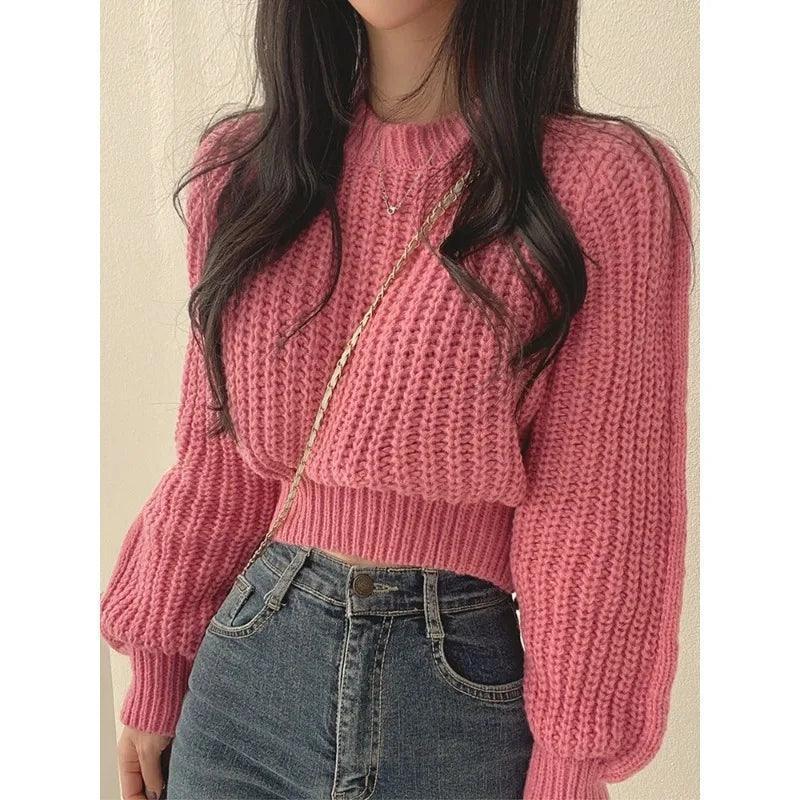 Vintage Long Sleeve Sweater - Korean Autumn Knitwear - ClubOn