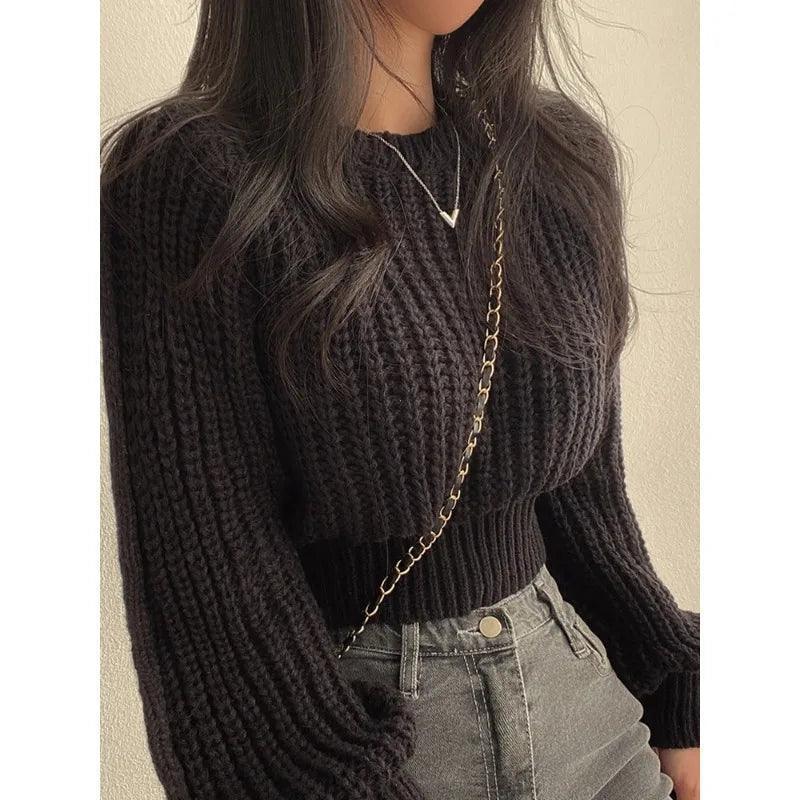 Vintage Long Sleeve Sweater - Korean Autumn Knitwear - ClubOn