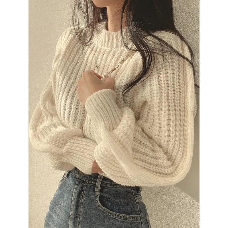 Vintage Long Sleeve Sweater - Korean Autumn Knitwear - ClubOn