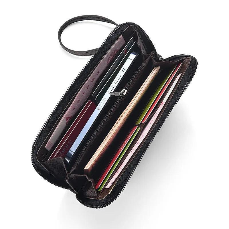 Men's Long Wallet - Fashionable Card Holder with Zipper Pouch - ClubOn